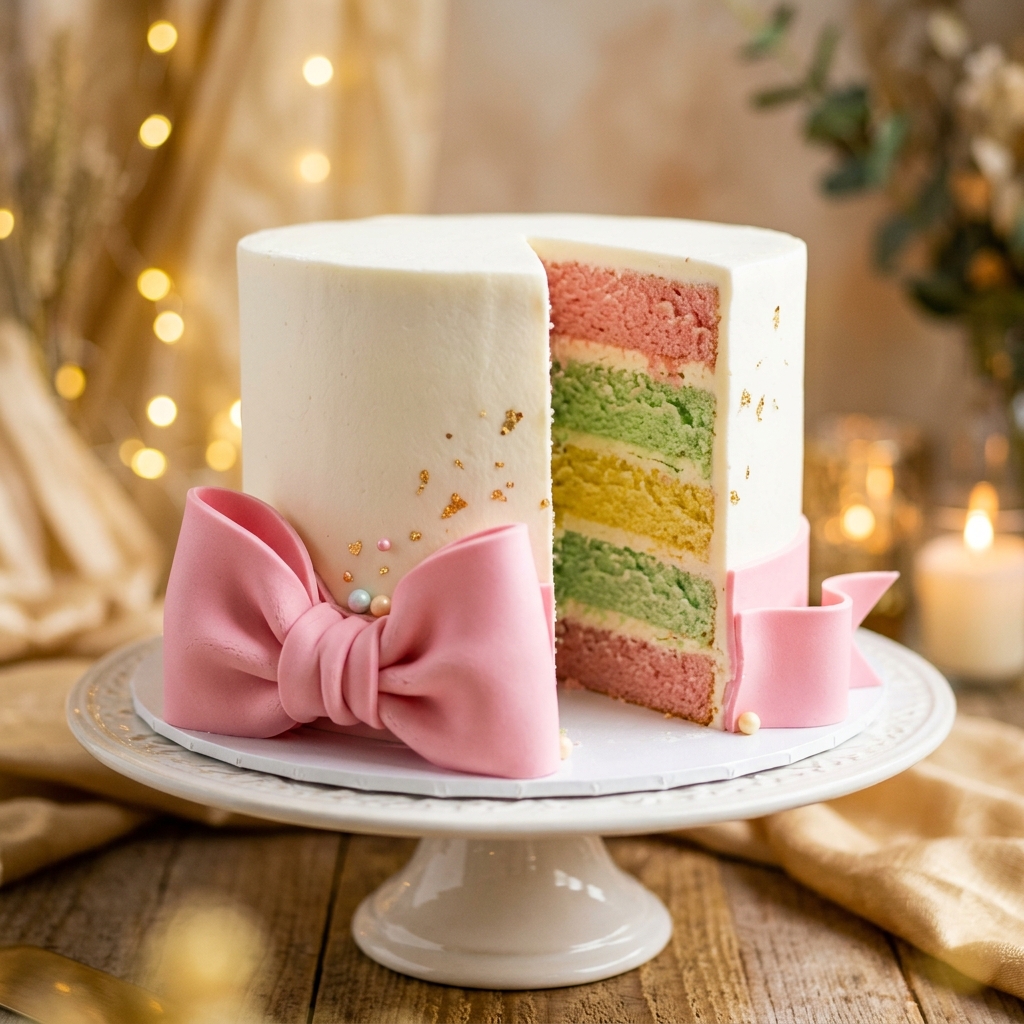 Classic Pastel Ribbon Cake