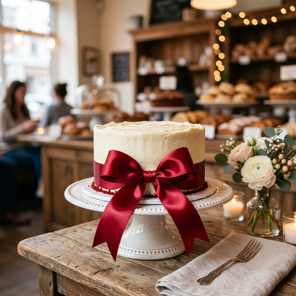 Ribbon Rose Velvet Cake